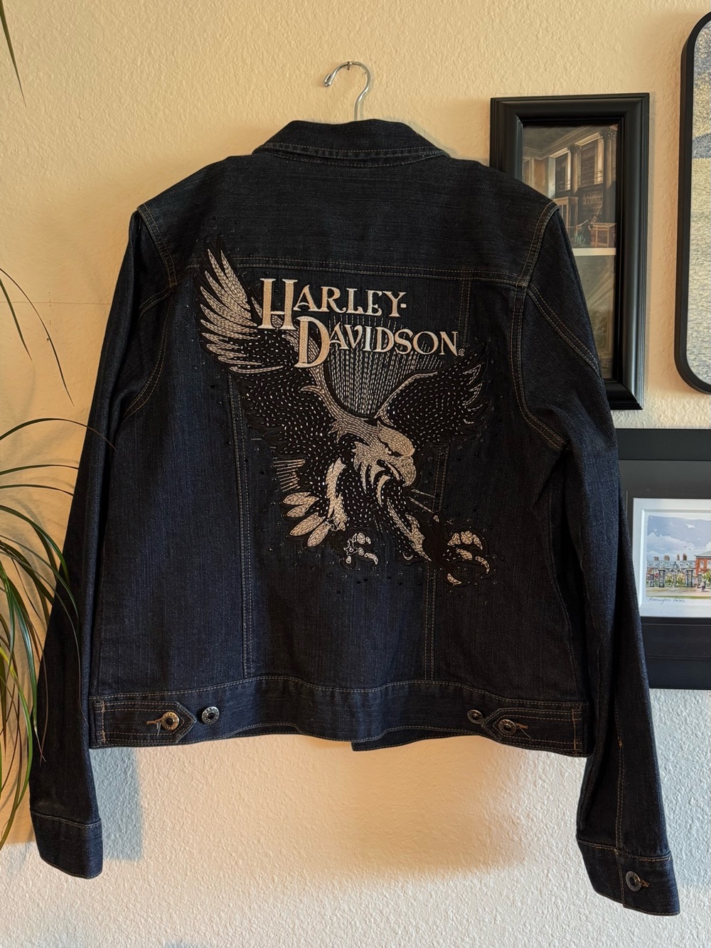 Harley-Davidson Black Denim Jacket with Eagle Back Print